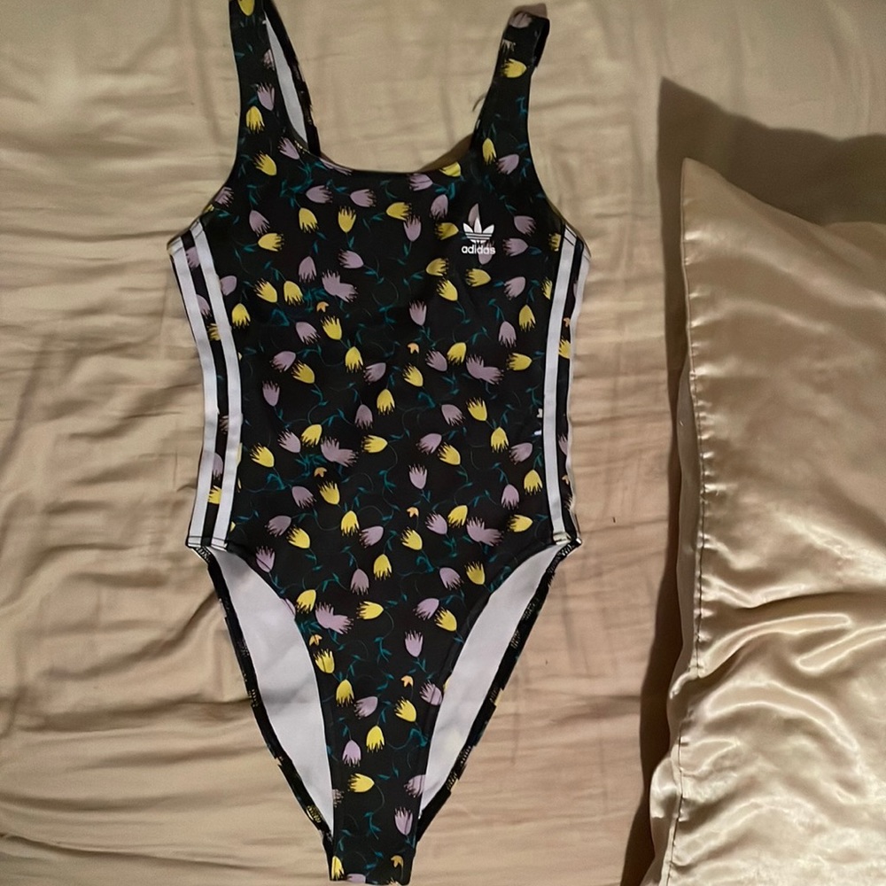 Adidas AOP floral bodysuit/bathing suit